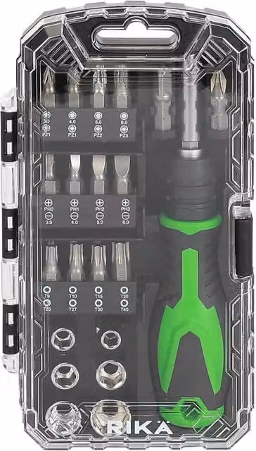 Rikå 33-piece 1/4 inch Drive Manual Screwdriver and Adapter Set, Multicolour