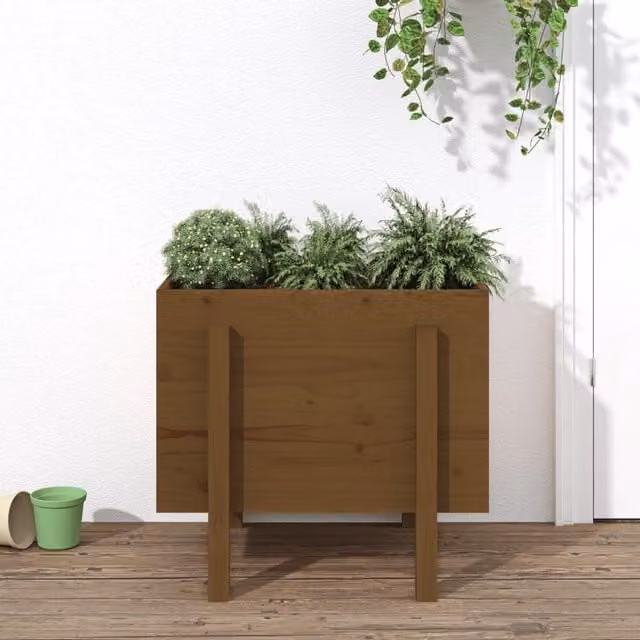 Berkfield Home Garden Planter in Brown Solid Wood, W/D/H: 62 x 50 x 57 cm