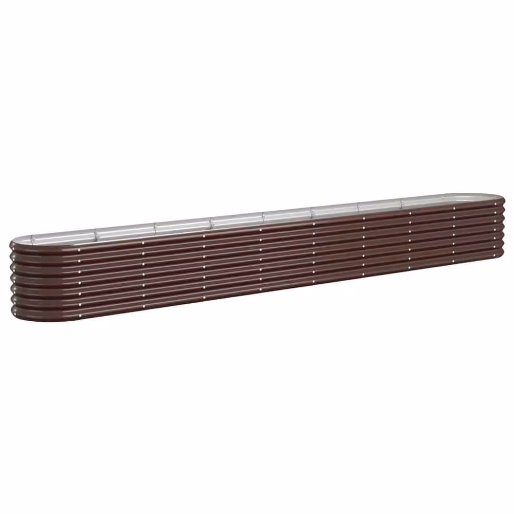 Berkfield Home Garden Raised Bed in Brown Powder-coated Steel, W: 332 cm, D: 40 cm, H: 36 cm – 3
