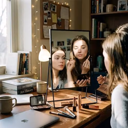 Harbour Housewares 2 Piece Rectangular Tabletop Makeup Mirror Set in Black – 3