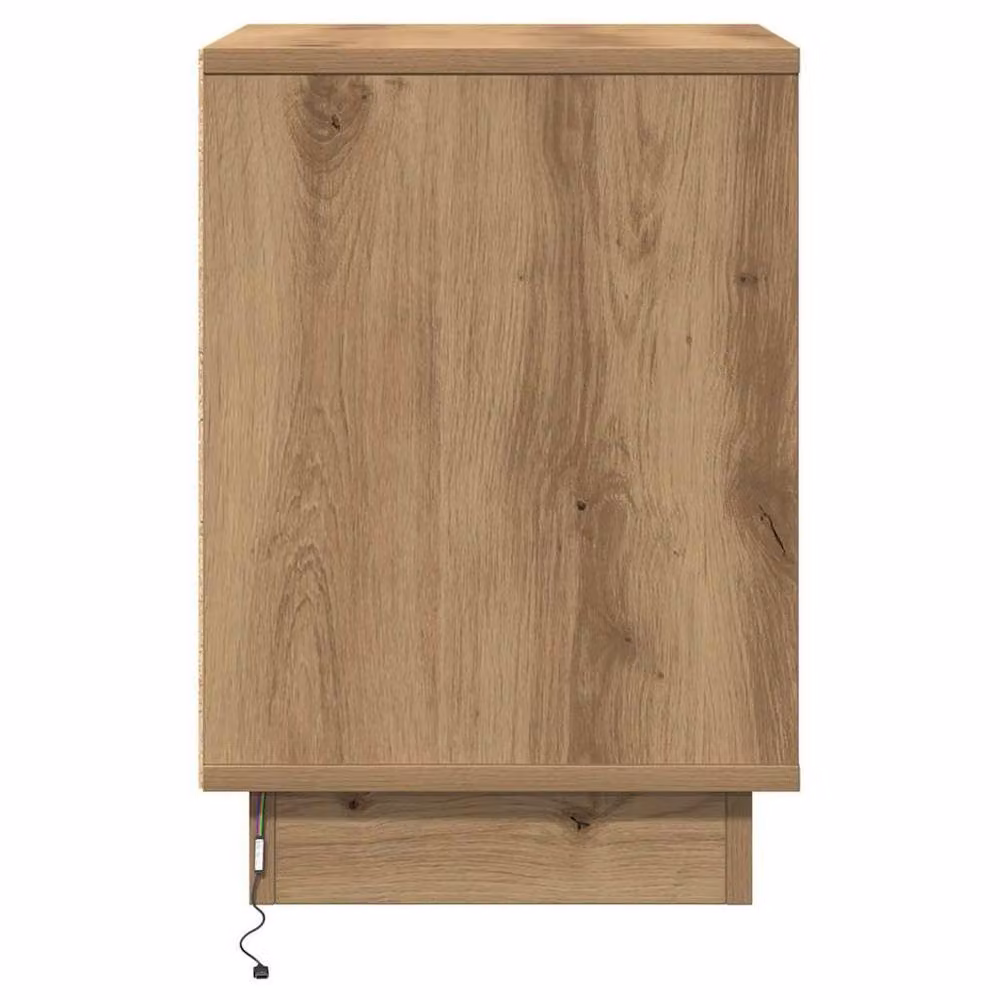 Berkfield Home Traditional Bedside Cabinet with Integrated LED Lights in Artisan Oak, W/D/H: 39 x 34.5 x 50 cm – 3