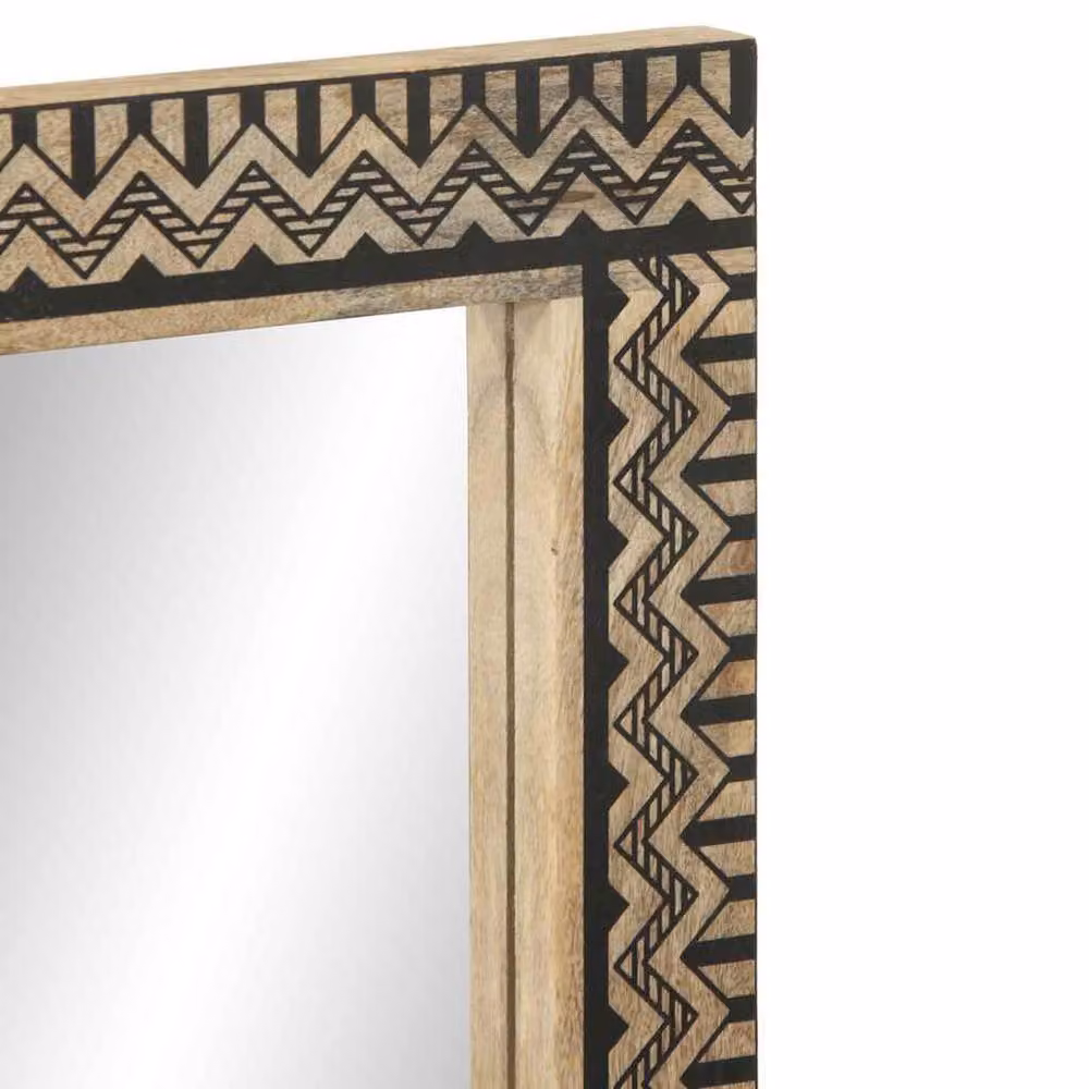 Berkfield Home Rectangular Wall Mirror in Brown Solid Wood and Glass, W: 50 cm, H: 70 cm – 4