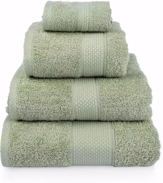Homescapes 4 Piece Sage Green Turkish Cotton Towel Set, 500 GSM