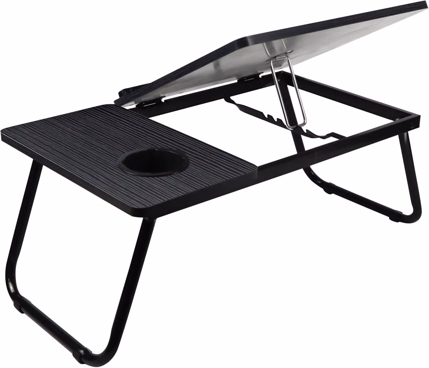 MANTRARAJ Folding Laptop Bed Table in Black with Height Adjustable and Tilting Top and Cup Holder – 6