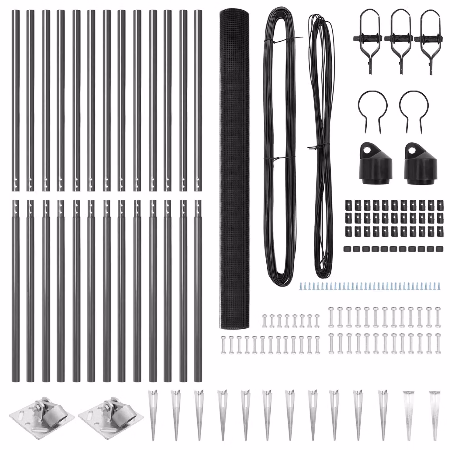 Berkfield Home Grey Galvanised Steel Welded Wire Fence with 13 In-Ground Spike Posts, W: 25 m, H: 1.5 m – 3