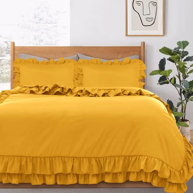Cotton Passion Yellow Microfibre Duvet Cover Set, W: 200 cm x H: 200 cm