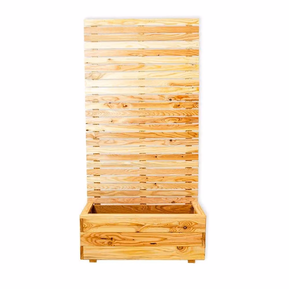 Primrose Wooden Trough Planter with Closed Style Privacy Trellis, Brown, W: 89 cm, D: 43 cm, H: 173 cm – 3