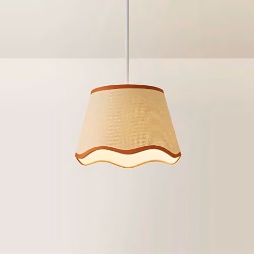 ValueLights Small Easy Fit Natural Scallop Light Shade in Sand and Rust with Fabric Finish, Shade Width: 25 cm