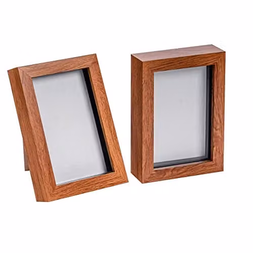 Nicola Spring 3D Shadow Box Photo Frames, Pack of 2, Brown, W/D/H: 10 x 15 x 3.5 cm
