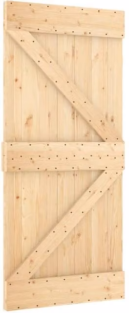 Berkfield Home White Sliding Door with Hardware Set, Solid Wood, W: 95 cm, H: 210 cm