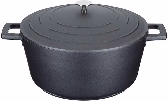 MasterClass Non-Stick Cast Aluminium Casserole Dish with Lid, Black, 5L