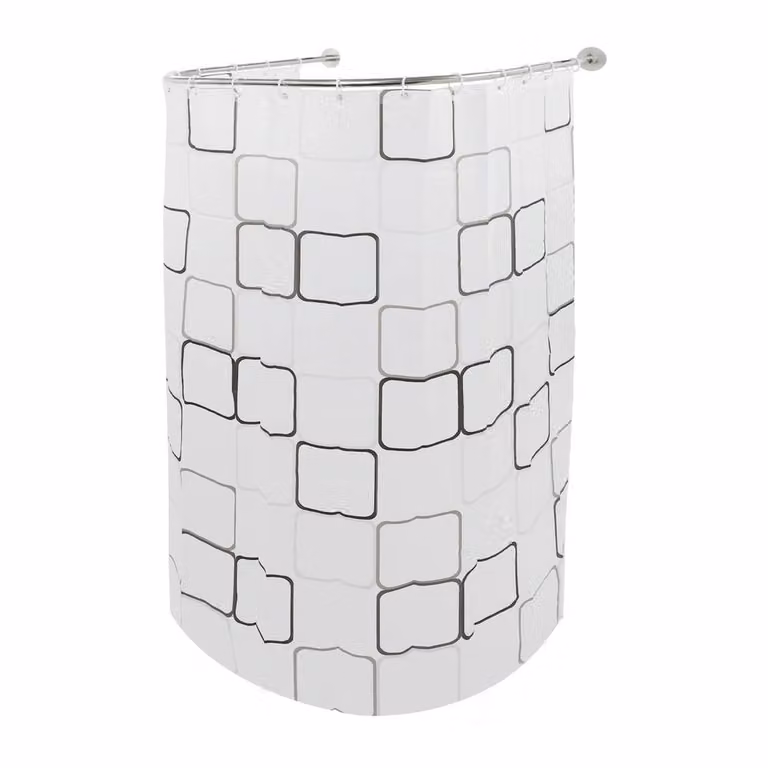 EONLION U-Shape Curved Stainless Steel Shower Curtain Rail Rod in Silver, W: 100 cm, H: 200 cm