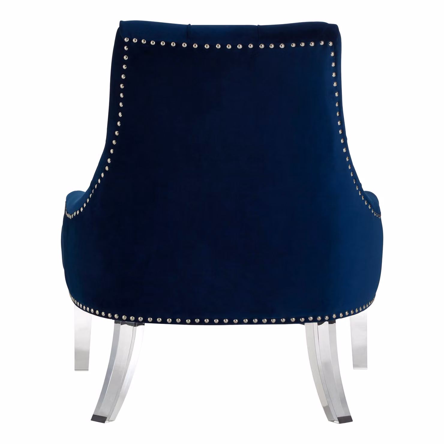 Fifty Five South Modern Blue Velvet Tub Chair with Armrests and Silver Accents – 3