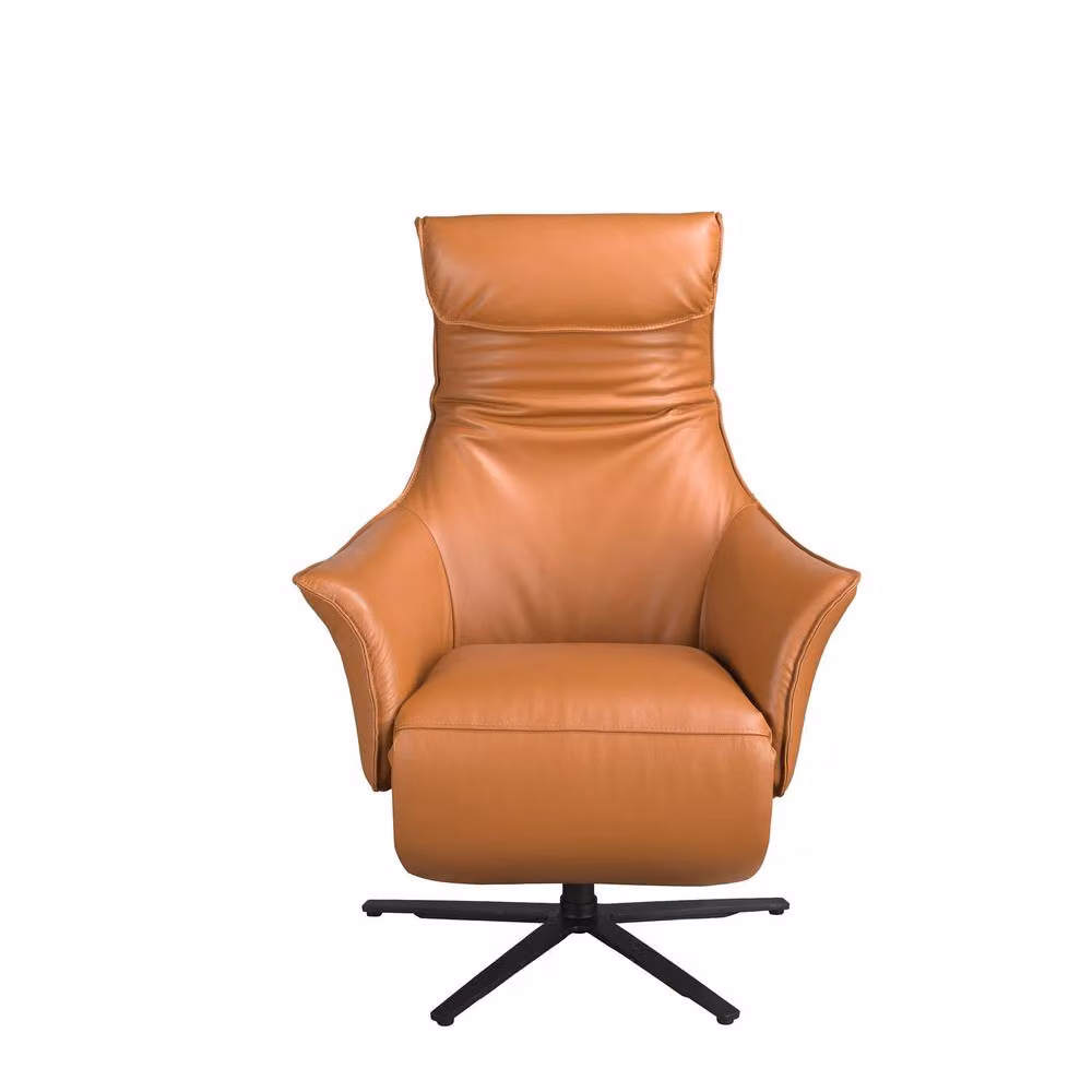 Angel Cerda Brown Cowhide Leather Swivel Armchair with Electric Recline – 2