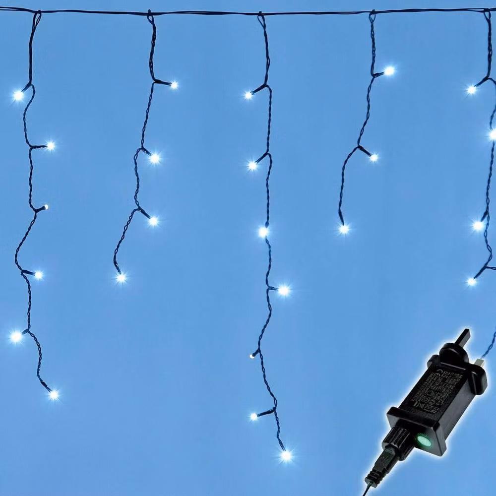 Shatchi 240 LED Icicle Christmas Lights in Cool White with Timer and 8 Modes – 2