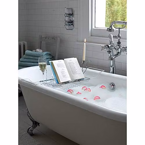 Burwells Expandable Chrome Bath Rack Organiser and Overbath Tidy in Silver Rustproof Metal – 4