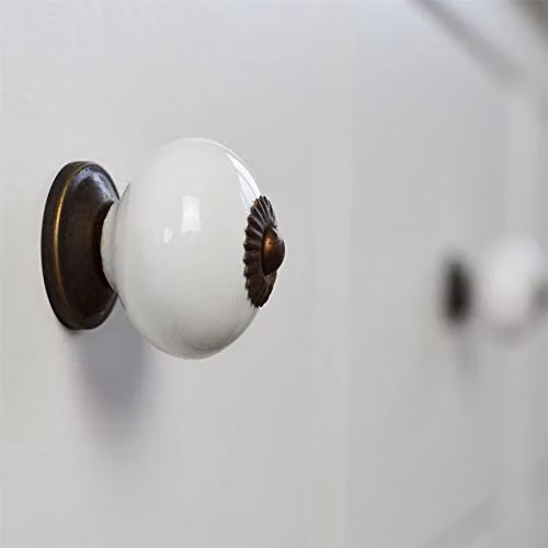 Nicola Spring Polished White Ceramic Cabinet Knob – 2