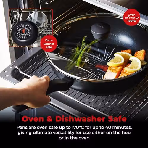 Tower SmartStart Forged 28cm Aluminium Multi-Pan with Glass Lid, Non-Stick, Black – 8