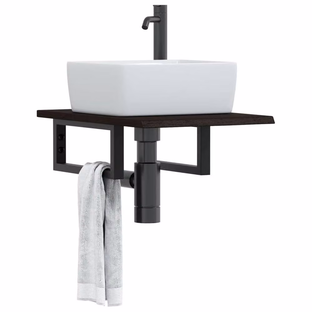 Berkfield Home Wall Mounted Basin Shelf in Brown Oak and Steel