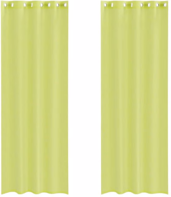 Berkfield Home Transparent Voile Fabric Panel Curtains with Eyelets, Green, 2 Pack, W: 140 cm, H: 300 cm