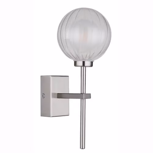 Globo Lighting Ander Sphere Wall Lamp with Transparent Glass Shade and Silver Metal in Grey, W/H: 10 x 26 cm – 1
