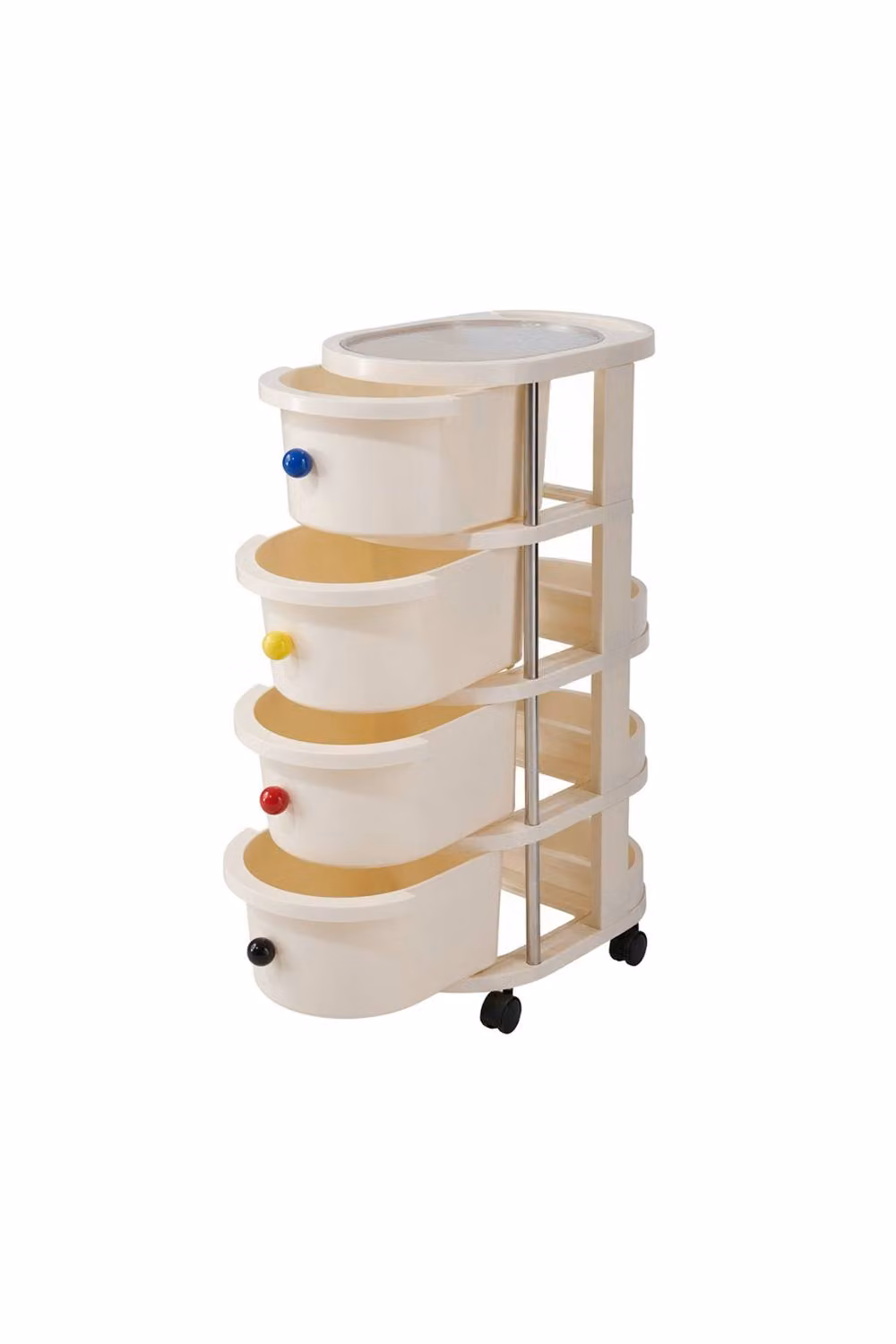 Garden Sanctuary Beige 4-Tier Rolling Storage Organiser with Pull-Out Drawers – 2