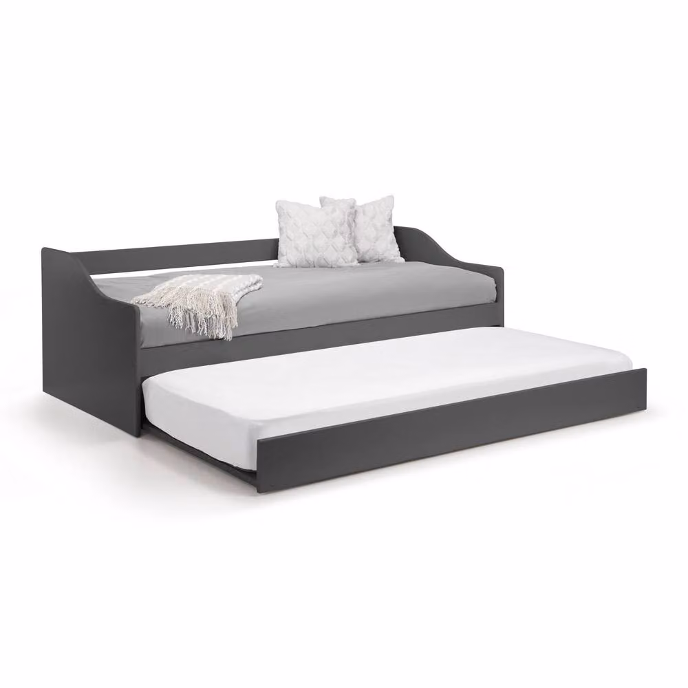 Cheshire Solid Wood Modern Daybed with Drawers, Anthracite and Black, W/D/H: 90 x 200 cm – 2