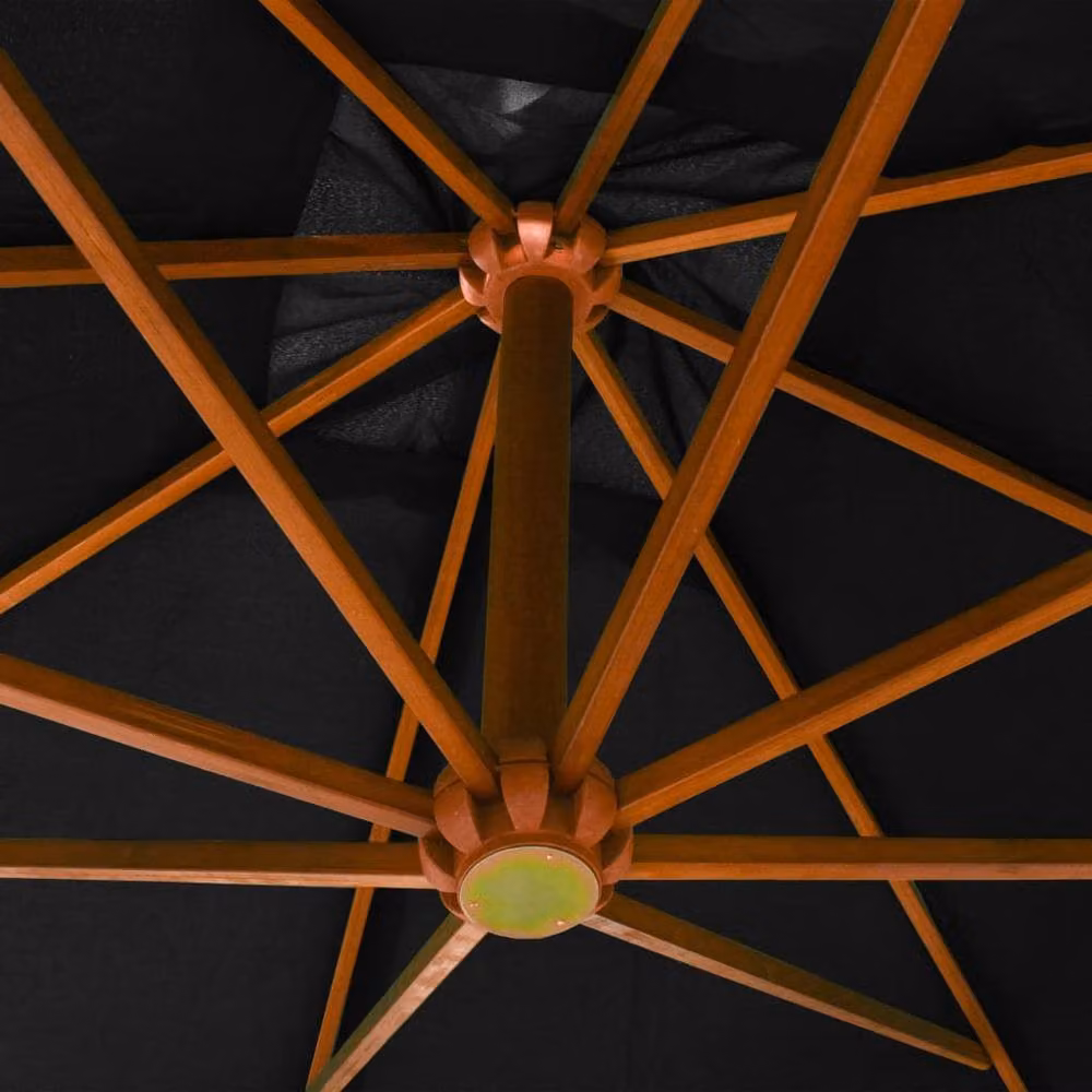 Berkfield Home Black Cantilever Hanging Parasol with Solid Fir Wood Pole, W: 300 cm, D: 300 cm, H: 280 cm – 3