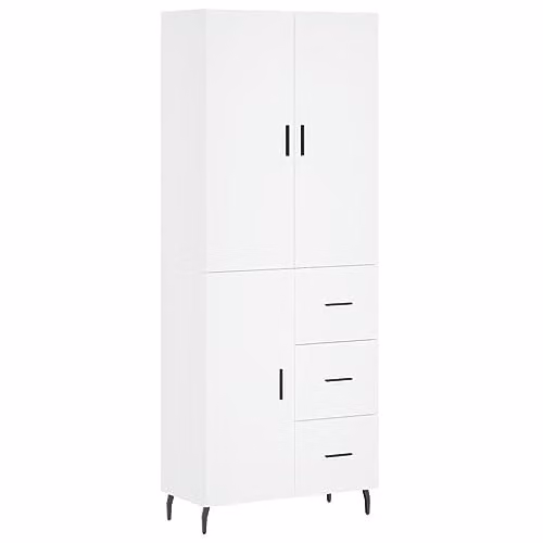 vidaXL Modern White Highboard Sideboard and Storage Cabinet for your Living Room, W/D/H: 180 x 69.5 x 34 cm