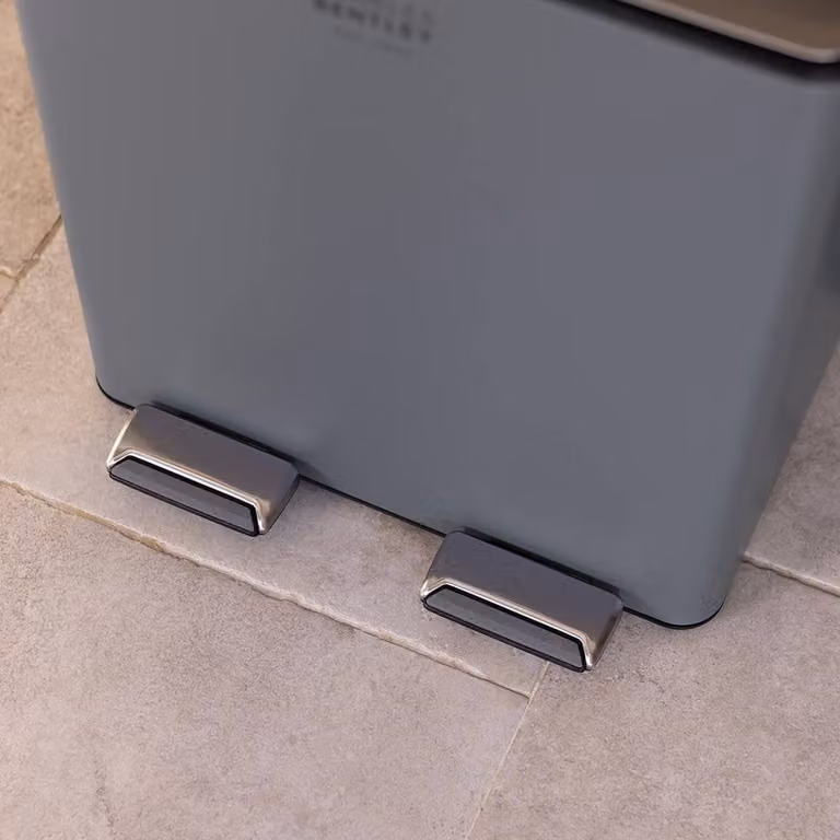 Charles Bentley Double Compartment Grey Kitchen Pedal Bin with Removable Inner Buckets