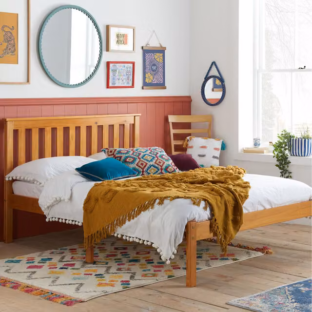 Birlea Denver Single Bed in Brown Lacquered Pine