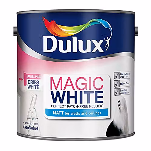 Dulux Magic White Matt Emulsion Paint in White, 2.5 Litre