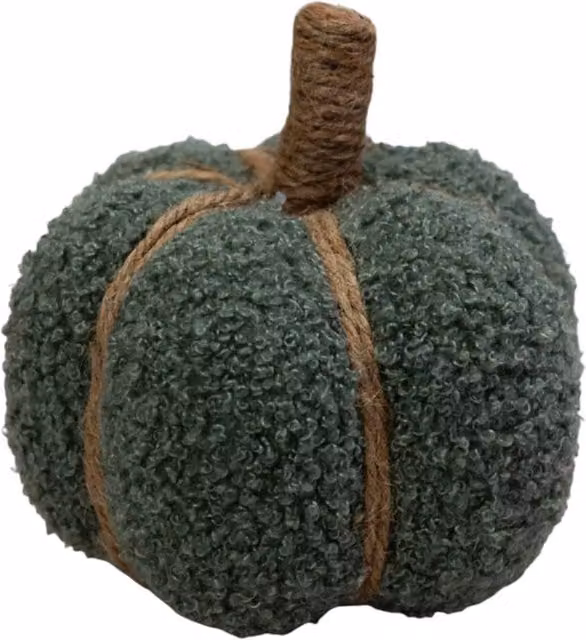 Four Candle Small Sage Green Fabric Pumpkin Tabletop Decoration – 1