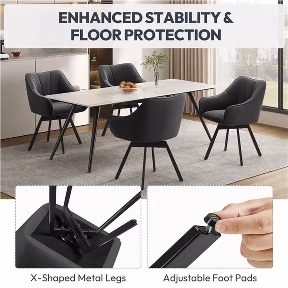 KORVIXA Swivel Dining Chair with Armrests in Grey – 4