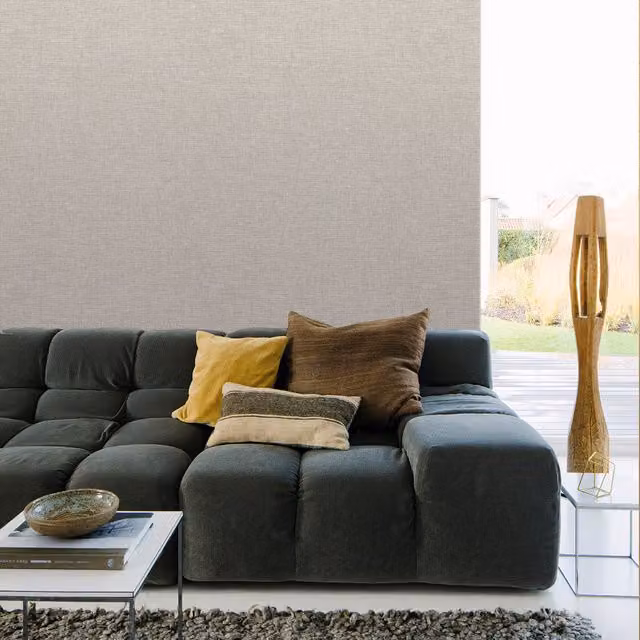 Grandeco Adana Plain Textured Wallpaper in Beige