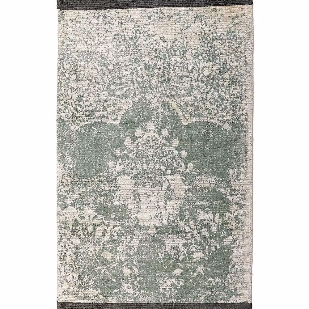 Wyld and Coco Vintage Oriental Area Rug in Green and Beige with Fringes, W: 80 cm, L: 150 cm – 2