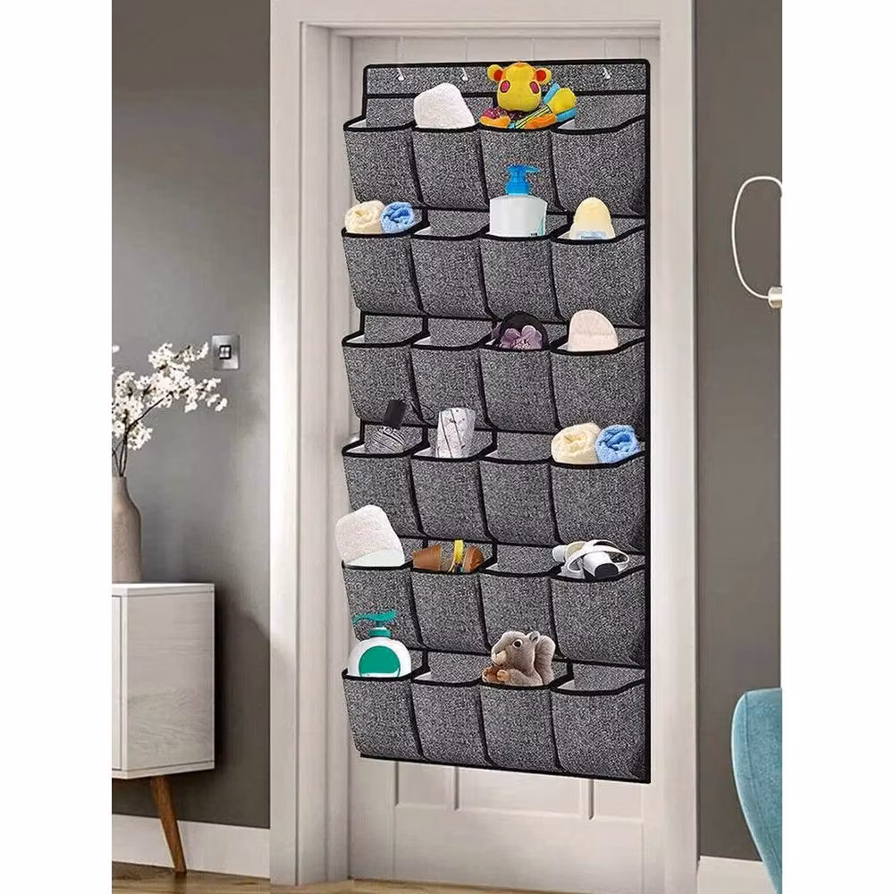 NESTLUNE 24 Pocket Over The Door Hanging Shoe Holder Organiser in Grey – 4