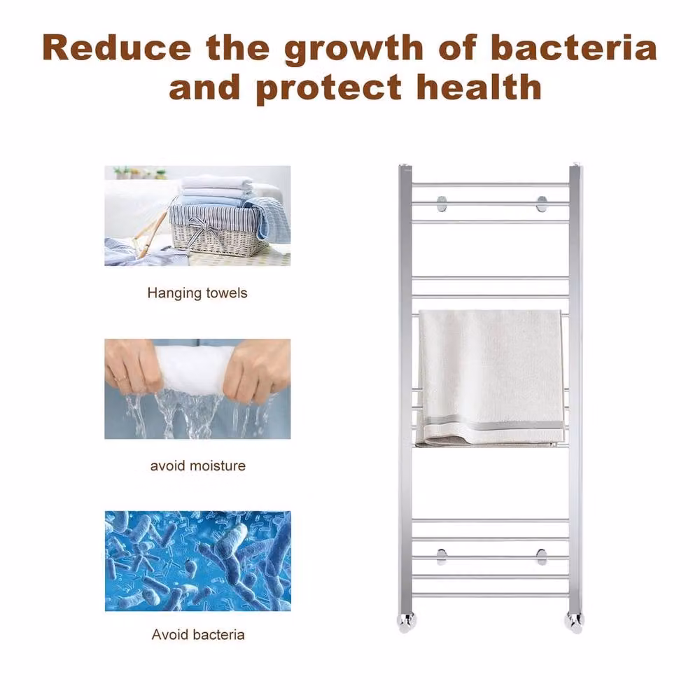ERGOVEXA Silver Steel Towel Rail Radiator Bathroom Heated Ladder Warmer – 2