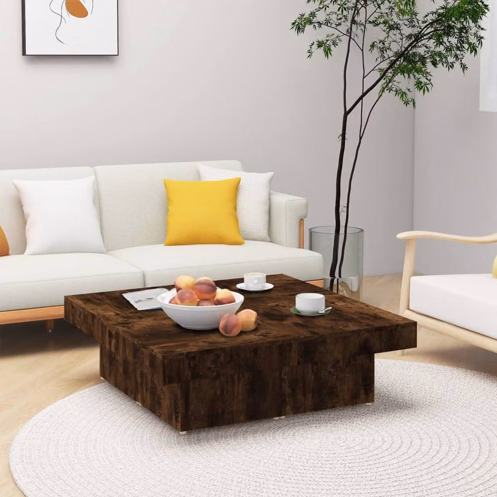 Berkfield Home Smoked Oak Coffee Table in Brown, W/D/H: 90 x 90 x 28 cm – 2