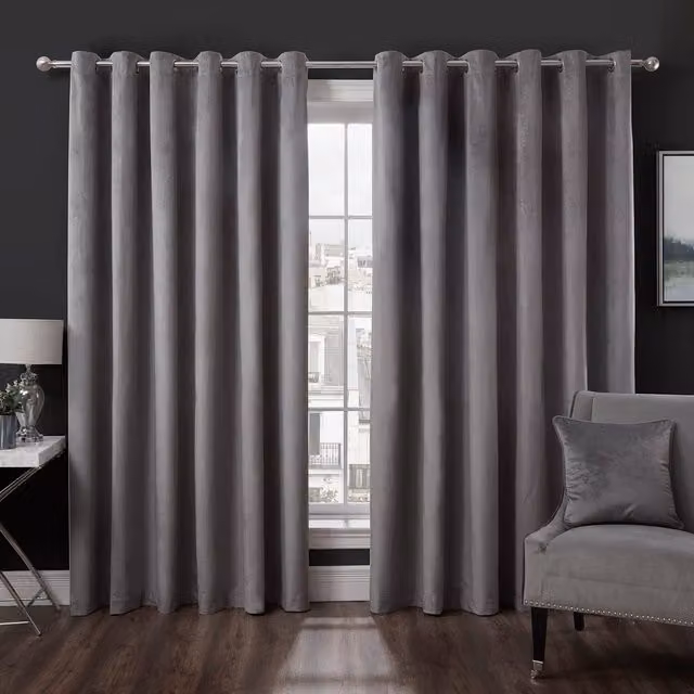 Divante Vermont Velvet Blackout Curtains, Grey/Black, W: 168 cm, H: 229 cm