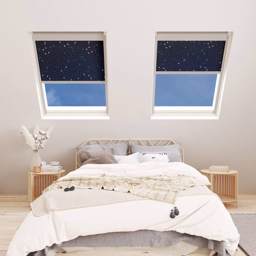 Bloc Blinds Night Sky Blackout Blind for Velux Roof Windows, Silver with Black Stars – 5