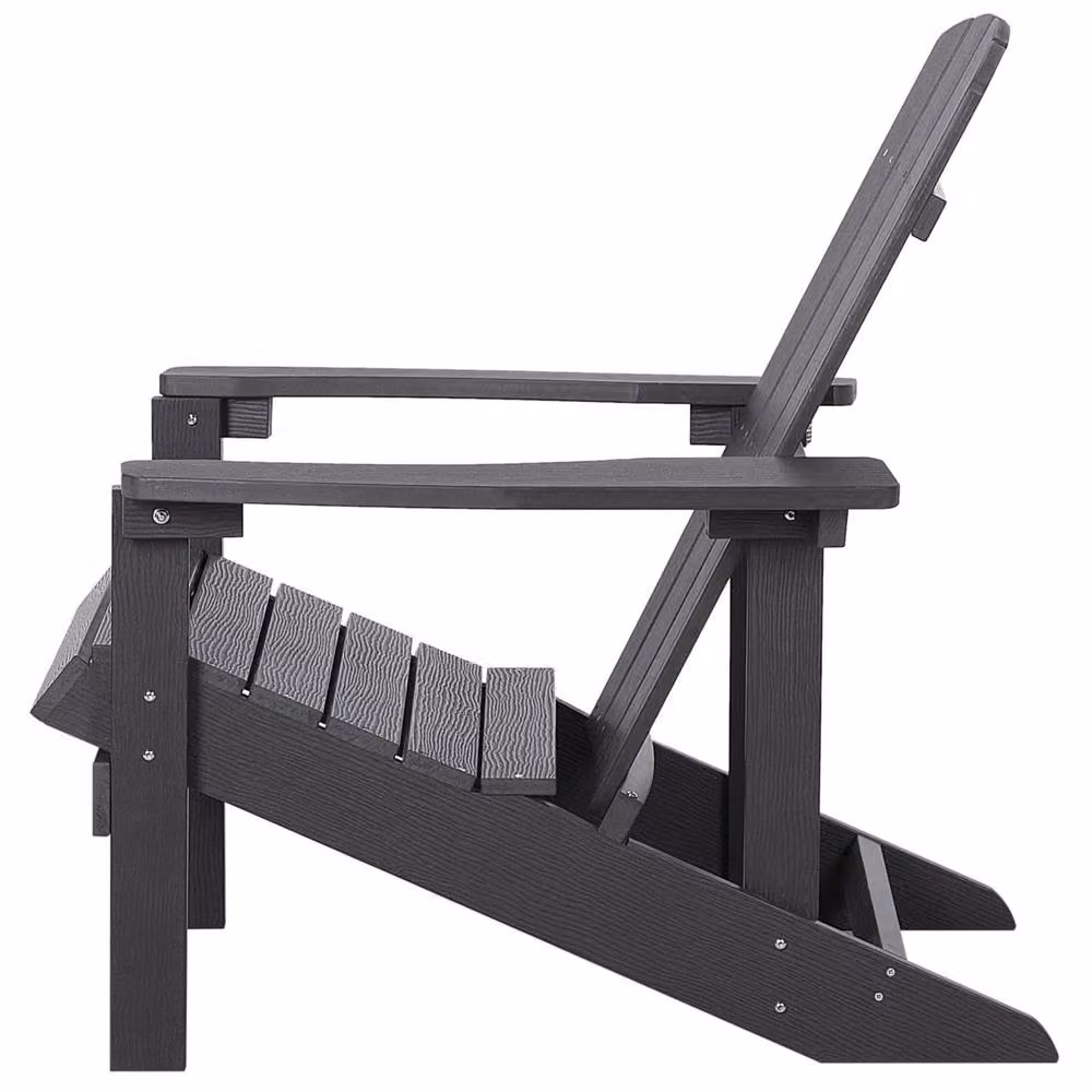 Wyld and Coco Modern Dark Grey Faux Wood Garden Chair with Stainless Steel Metal Frame – 5