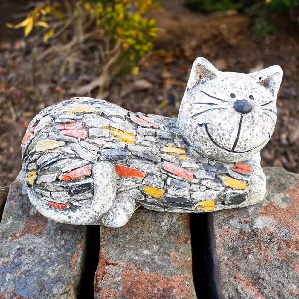 Marco Paul Multicolour Abstract Resin Cat Garden Ornament Statue – 7