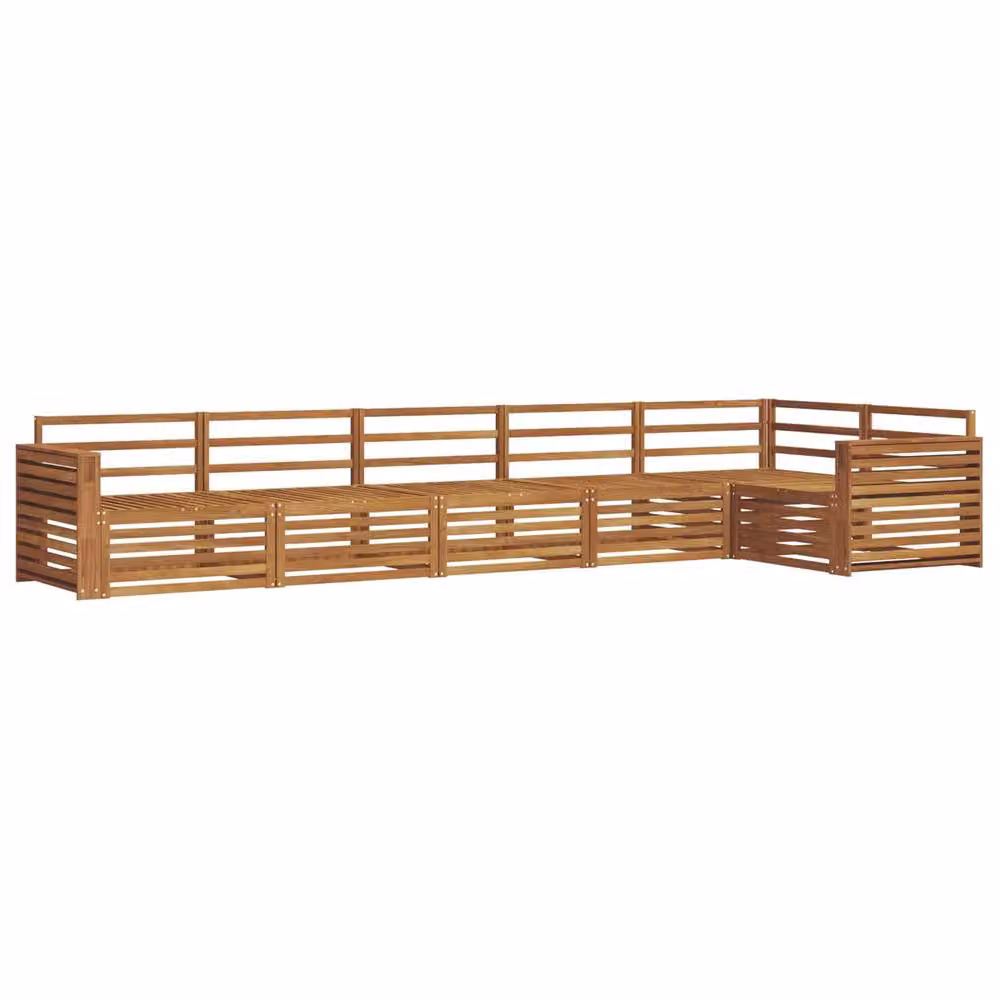 Berkfield Home 6-Piece L-Shape Outdoor Sofa Set in Brown Solid Acacia Wood – 2