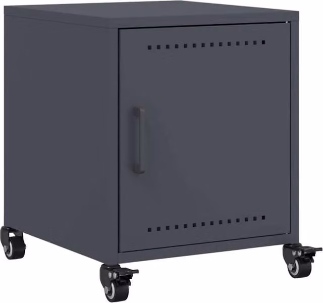 Berkfield Home Anthracite Metal Bedside Cabinet, W/D/H: 36 x 39 x 43.5 cm – 1