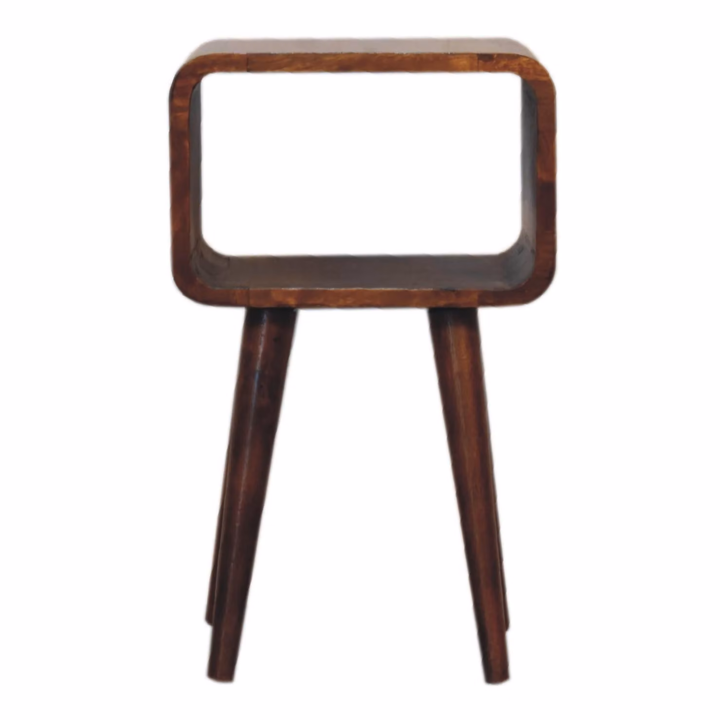 Aosom UK Brown Mango Wood Narrow Nightstand with Open Shelf and Mid-Century Design – 2