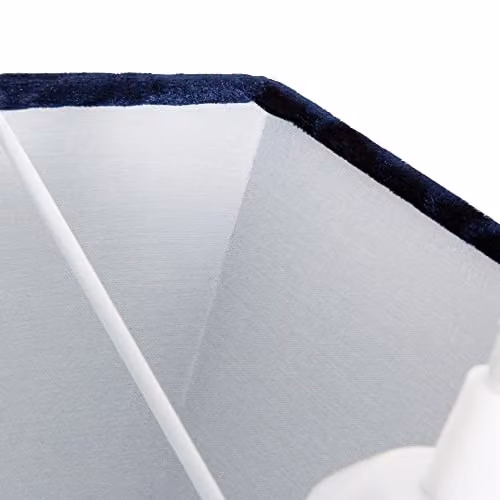Happy Homewares Modern Rectangular Crushed Velvet Fabric Lamp Shade in Blue, Length: 29 cm – 2