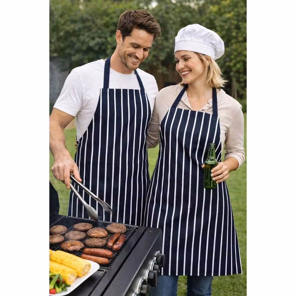 FLAVORA Unisex Waterproof Chef Apron in Navy Blue with Adjustable Strap, 100 cm – 4