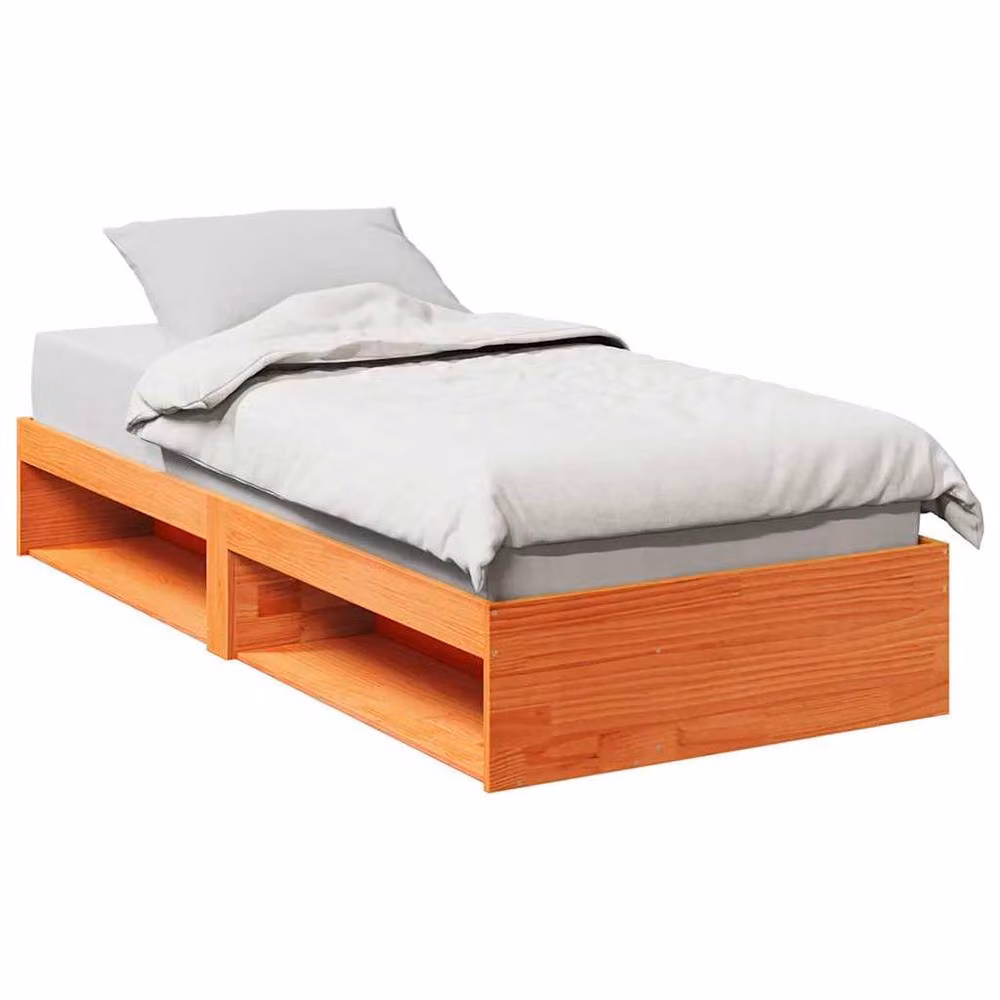 Berkfield Home Waxed Brown Solid Pine Day Bed with Side Compartments W/D/H: 190 x 75 x 79 cm – 2