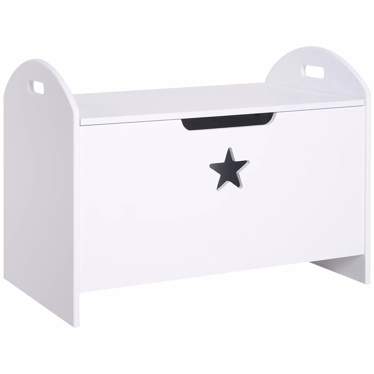 HOMCOM White Wooden Kids Toy Box Storage Organizer and Bedroom Bench – 2